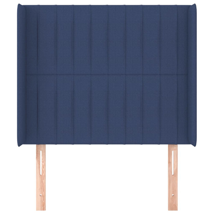 Tăblie de pat cu aripioare, albastru, 93x16x118/128 cm, textil WALTI
