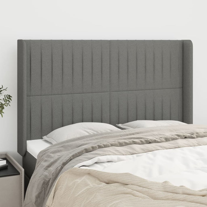 Tăblie de pat cu aripioare gri închis 147x16x118/128 cm textil - WALTI WALTI
