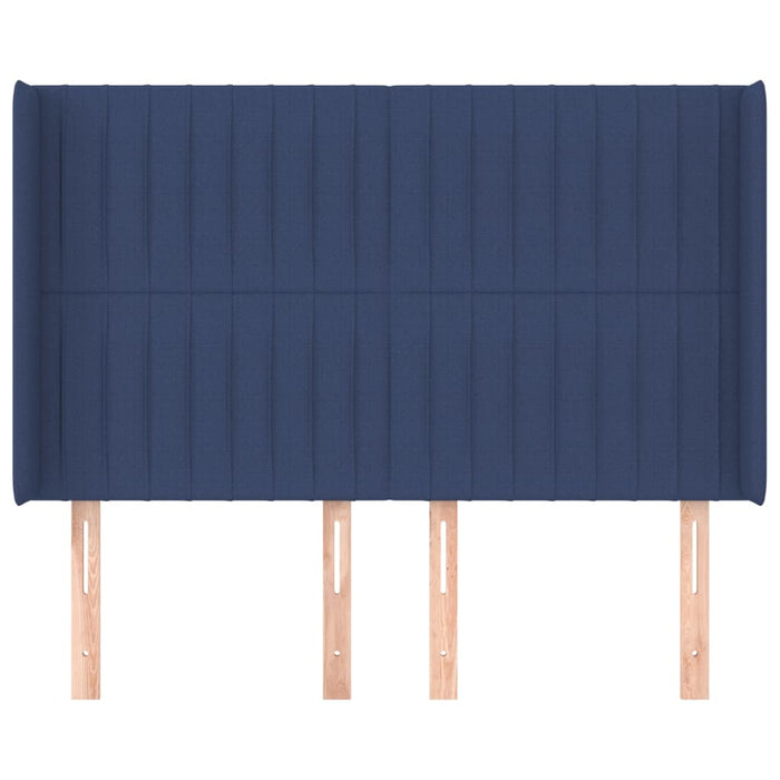Tăblie de pat cu aripioare, albastru, 147x16x118/128 cm, textil WALTI
