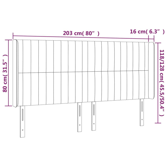 Tăblie de pat cu aripioare, albastru, 203x16x118/128 cm, textil - WALTI WALTI