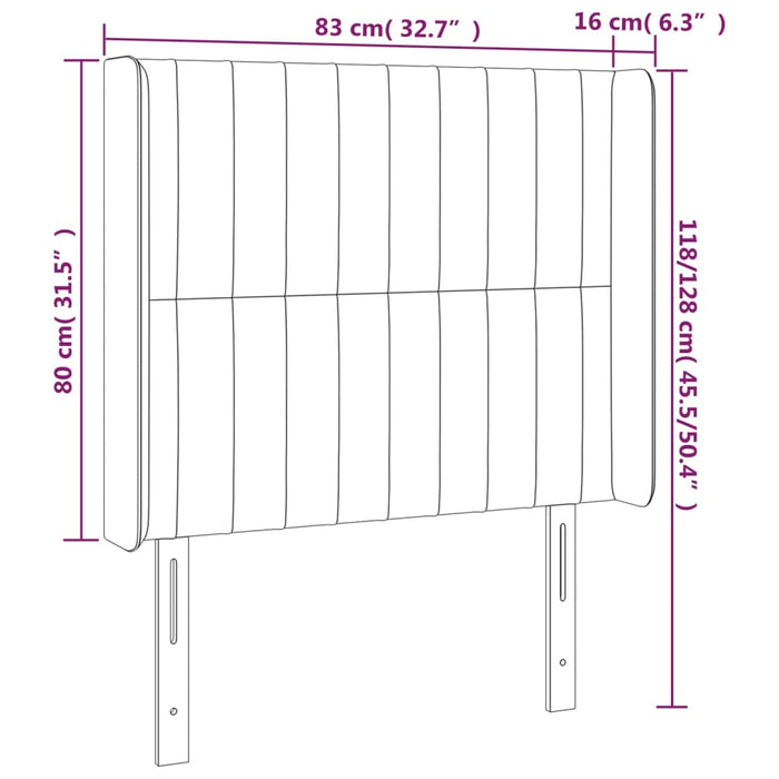 Tăblie de pat cu aripioare gri închis 83x16x118/128 cm catifea - WALTI WALTI