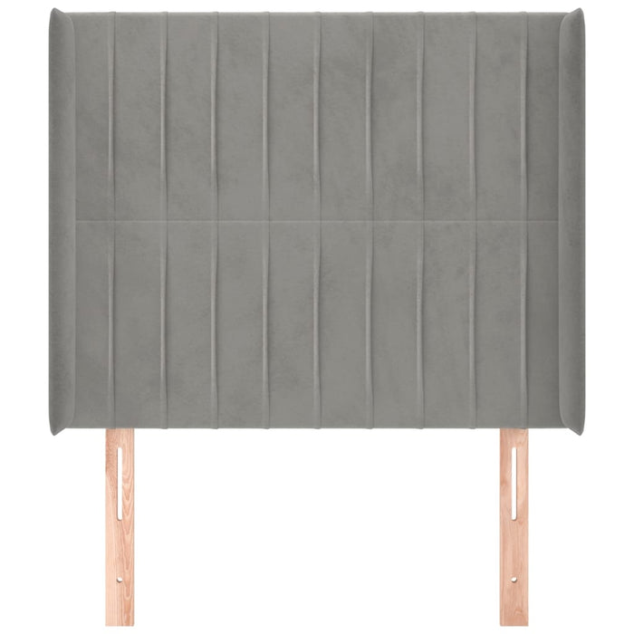 Tăblie de pat cu aripioare gri deschis 103x16x118/128cm catifea WALTI