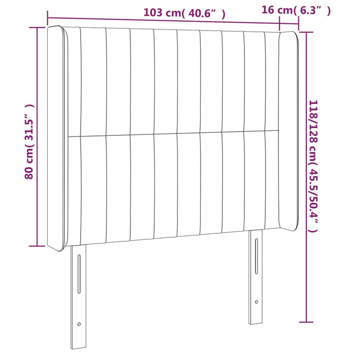 Tăblie de pat cu aripioare gri închis 103x16x118/128 cm catifea - WALTI WALTI