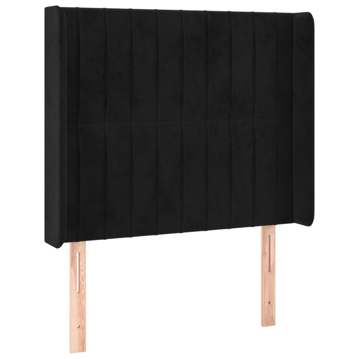 Tăblie de pat cu aripioare, negru, 103x16x118/128 cm, catifea WALTI