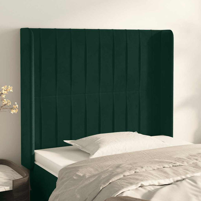 Tăblie pat cu aripioare verde închis 103x16x118/128 cm catifea - WALTI WALTI