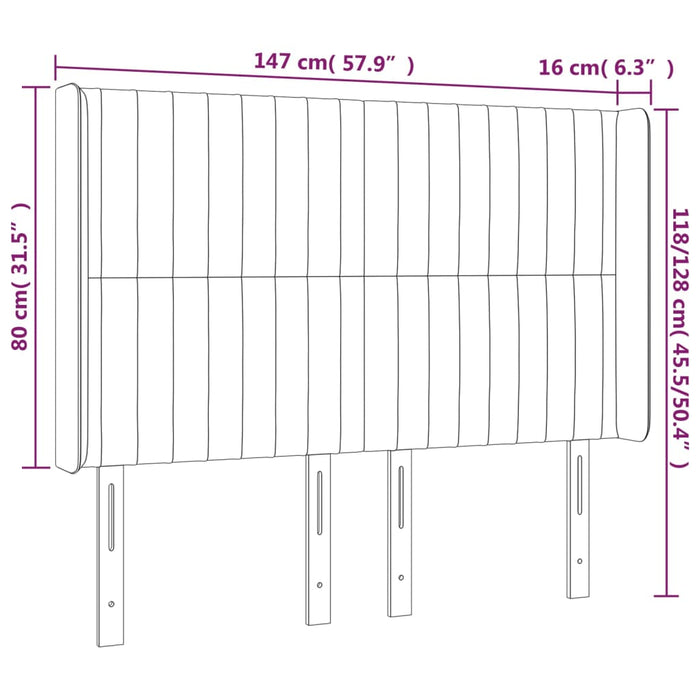 Tăblie de pat cu aripioare gri deschis 147x16x118/128cm catifea - WALTI WALTI