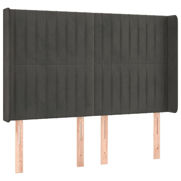 Tăblie de pat cu aripioare gri închis 147x16x118/128 cm catifea - WALTI WALTI