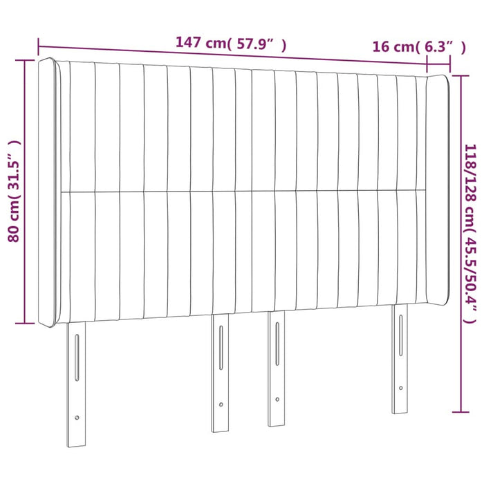 Tăblie de pat cu aripioare gri închis 147x16x118/128 cm catifea - WALTI WALTI