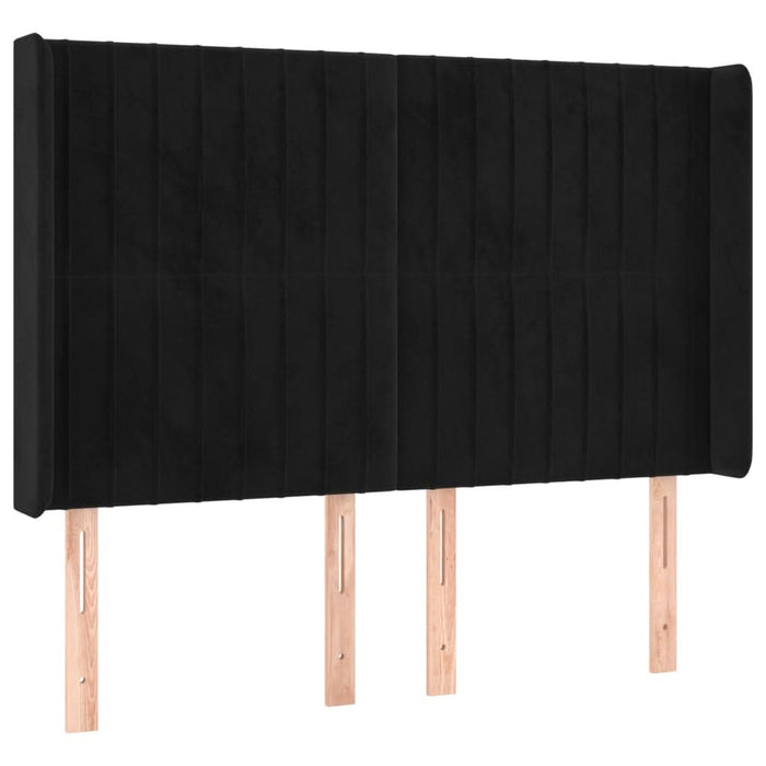 Tăblie de pat cu aripioare, negru, 147x16x118/128 cm, catifea - WALTI WALTI