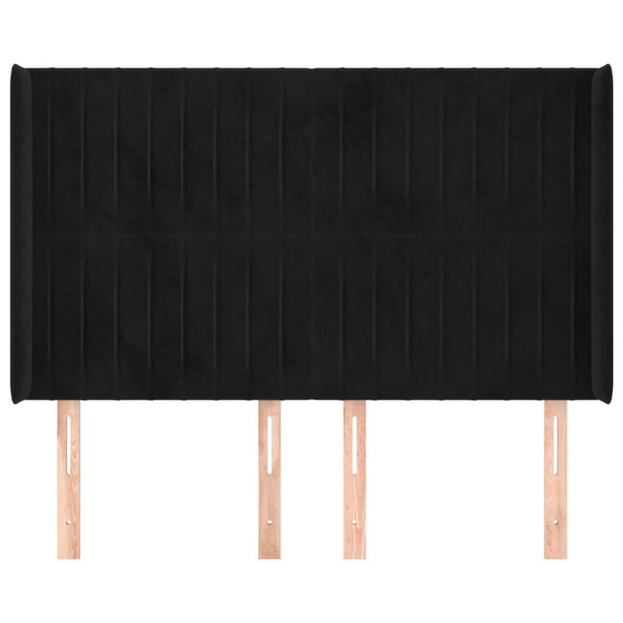 Tăblie de pat cu aripioare, negru, 147x16x118/128 cm, catifea - WALTI WALTI