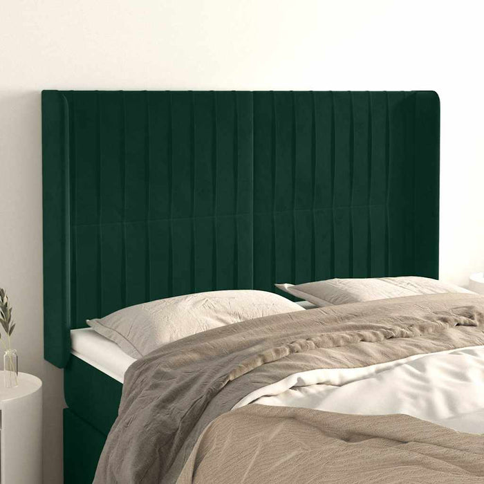 Tăblie pat cu aripioare verde închis 147x16x118/128 cm catifea - WALTI WALTI