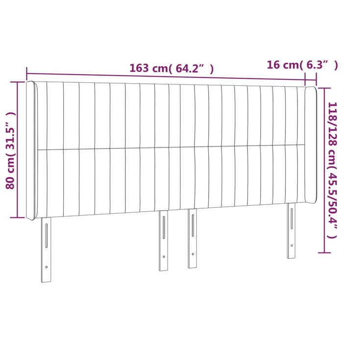 Tăblie de pat cu aripioare gri deschis 163x16x118/128cm catifea - WALTI WALTI