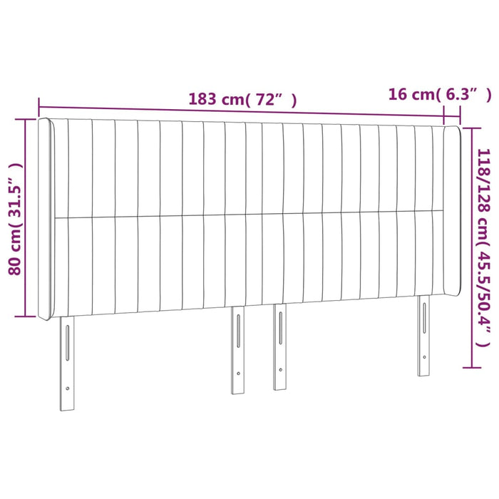 Tăblie de pat cu aripioare gri deschis 183x16x118/128cm catifea - WALTI WALTI