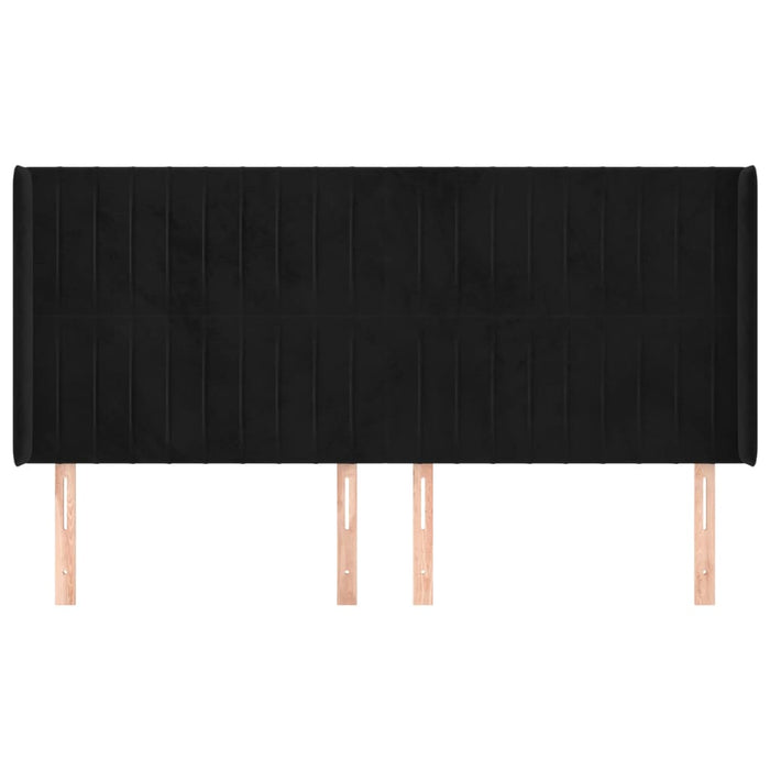 Tăblie de pat cu aripioare, negru, 183x16x118/128 cm, catifea WALTI