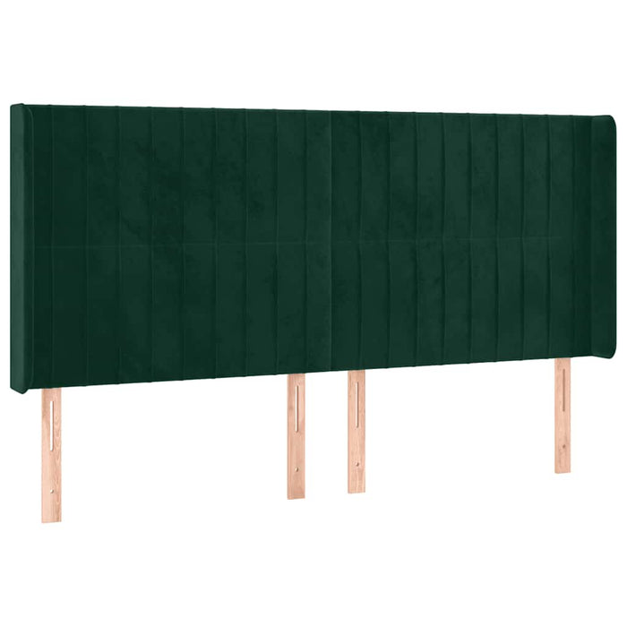 Tăblie pat cu aripioare verde închis 183x16x118/128 cm catifea WALTI