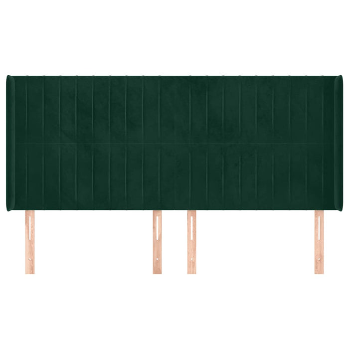 Tăblie pat cu aripioare verde închis 183x16x118/128 cm catifea WALTI