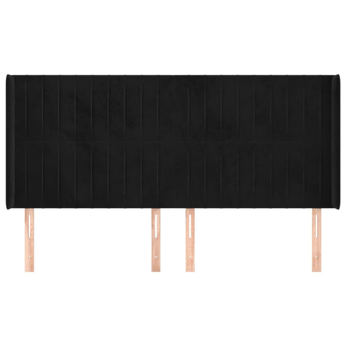 Tăblie de pat cu aripioare, negru, 203x16x118/128 cm, catifea - WALTI WALTI
