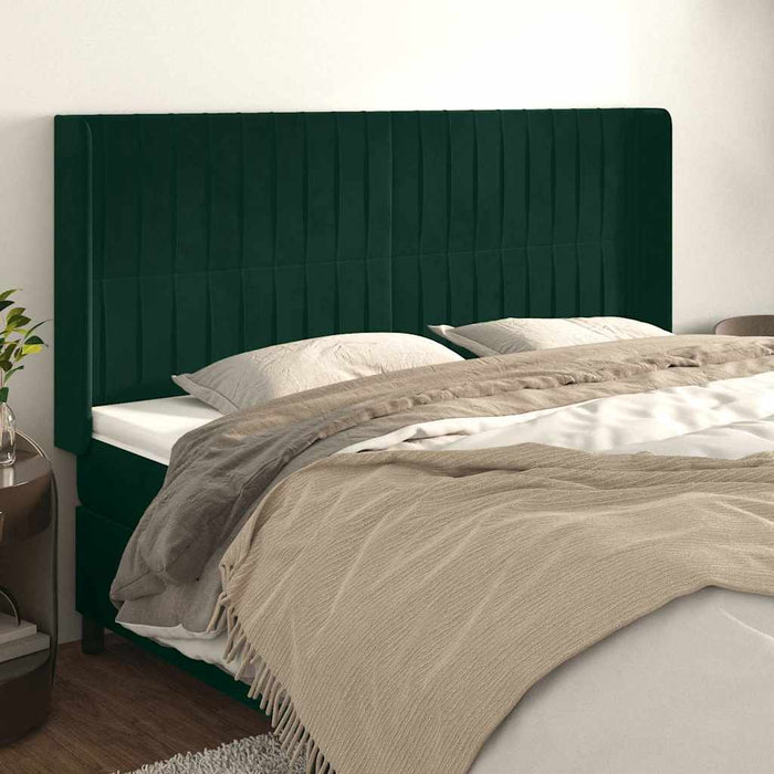 Tăblie pat cu aripioare verde închis 203x16x118/128 cm catifea - WALTI WALTI