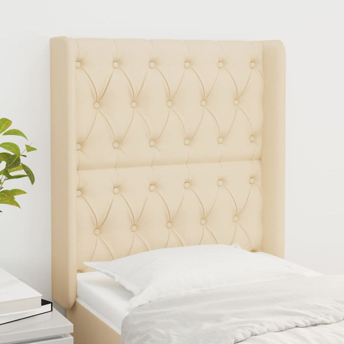 Tăblie de pat cu aripioare, crem, 83x16x118/128 cm, textil - WALTI WALTI
