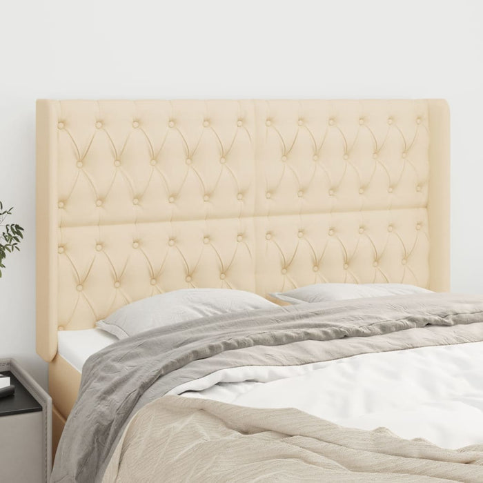 Tăblie de pat cu aripioare, crem, 163x16x118/128 cm, textil - WALTI WALTI