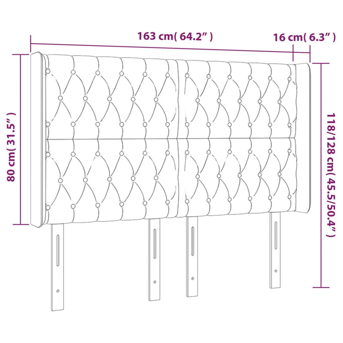 Tăblie de pat cu aripioare, albastru, 163x16x118/128 cm, textil - WALTI WALTI