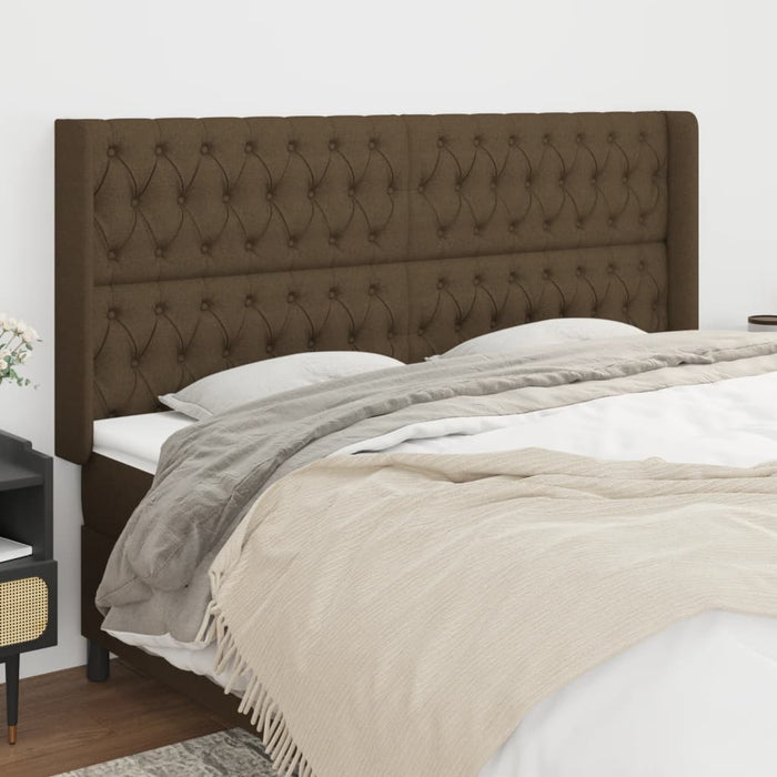 Tăblie de pat cu aripioare maro închis 203x16x118/128 cm textil WALTI