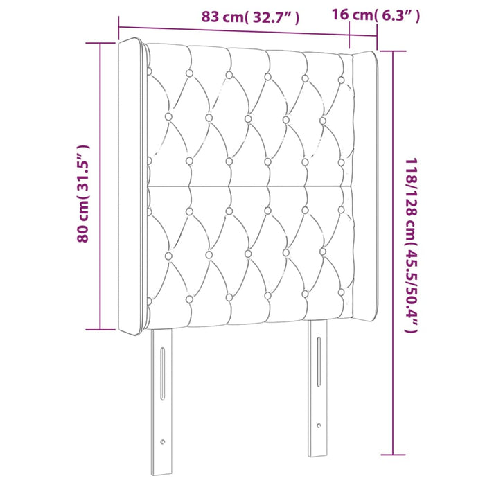 Tăblie de pat cu aripioare gri închis 83x16x118/128 cm catifea - WALTI WALTI