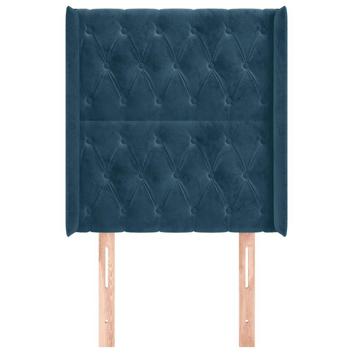 Tăblie pat cu aripioare albastru închis 83x16x118/128cm catifea - WALTI WALTI
