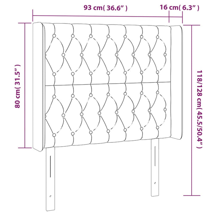 Tăblie de pat cu aripioare gri închis 93x16x118/128 cm catifea - WALTI WALTI