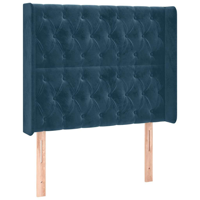 Tăblie pat cu aripioare albastru închis 93x16x118/128cm catifea WALTI