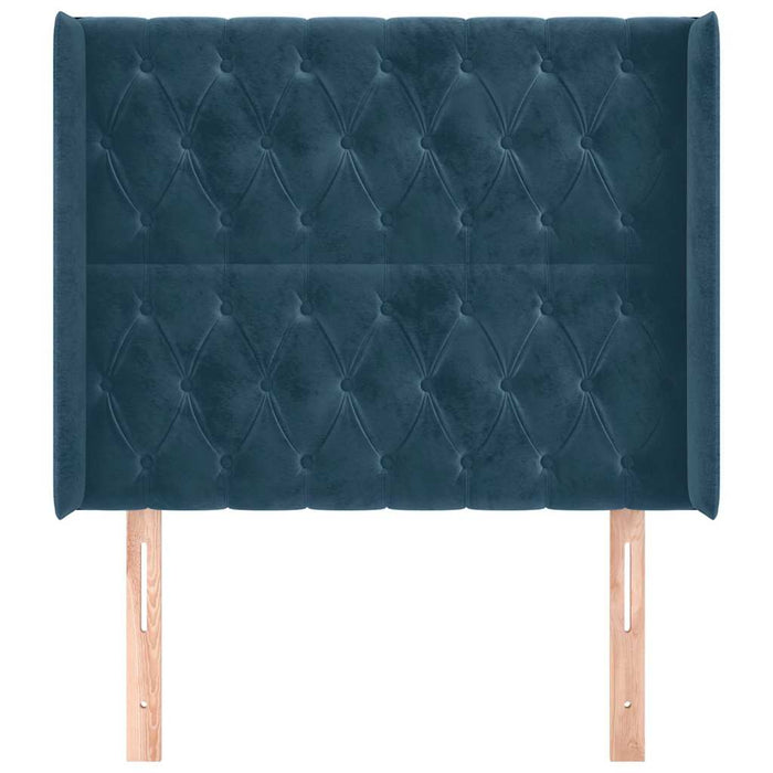 Tăblie pat cu aripioare albastru închis 93x16x118/128cm catifea WALTI