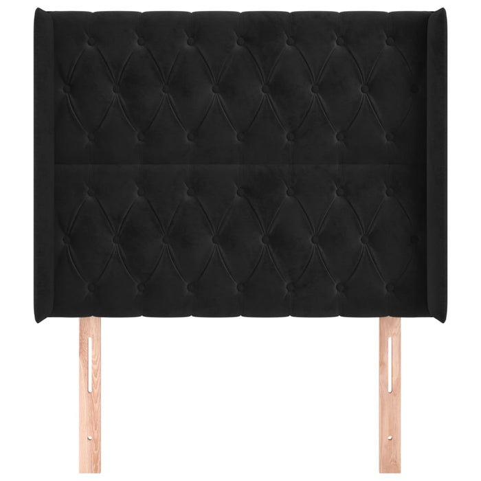 Tăblie de pat cu aripioare, negru, 103x16x118/128 cm, catifea - WALTI WALTI
