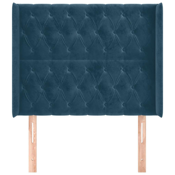 Tăblie pat cu urechi albastru închis 103x16x118/128 cm catifea - WALTI WALTI