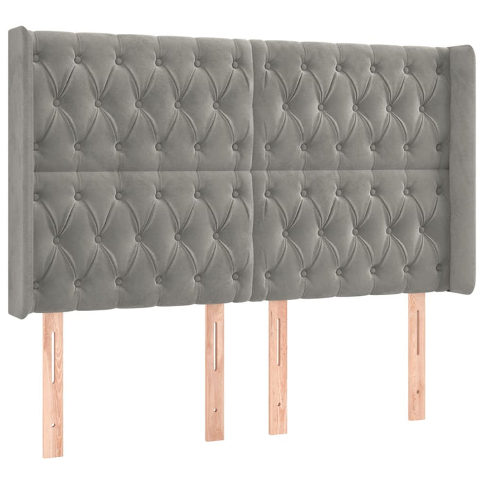 Tăblie de pat cu aripioare gri deschis 147x16x118/128cm catifea WALTI