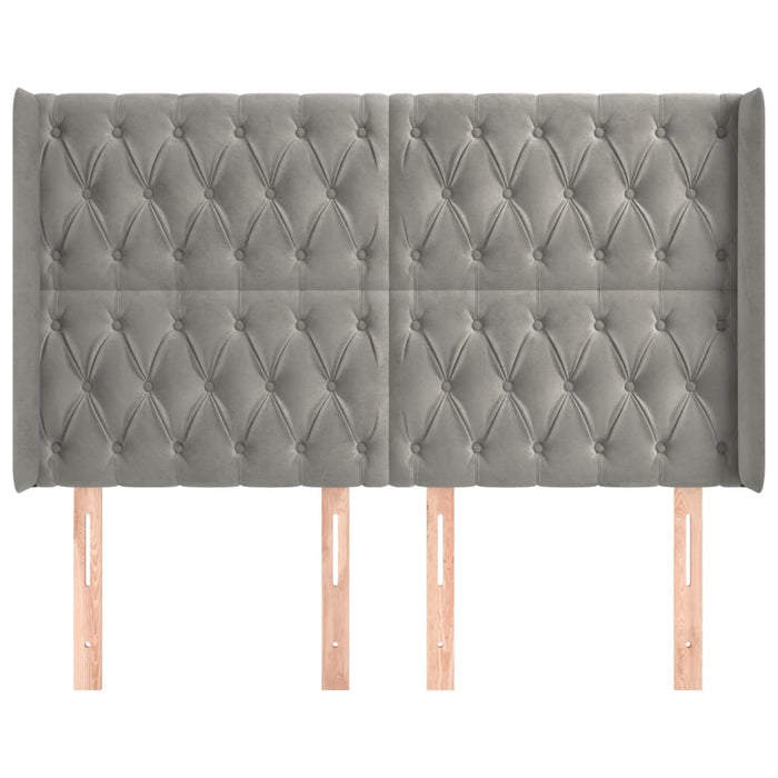 Tăblie de pat cu aripioare gri deschis 147x16x118/128cm catifea WALTI