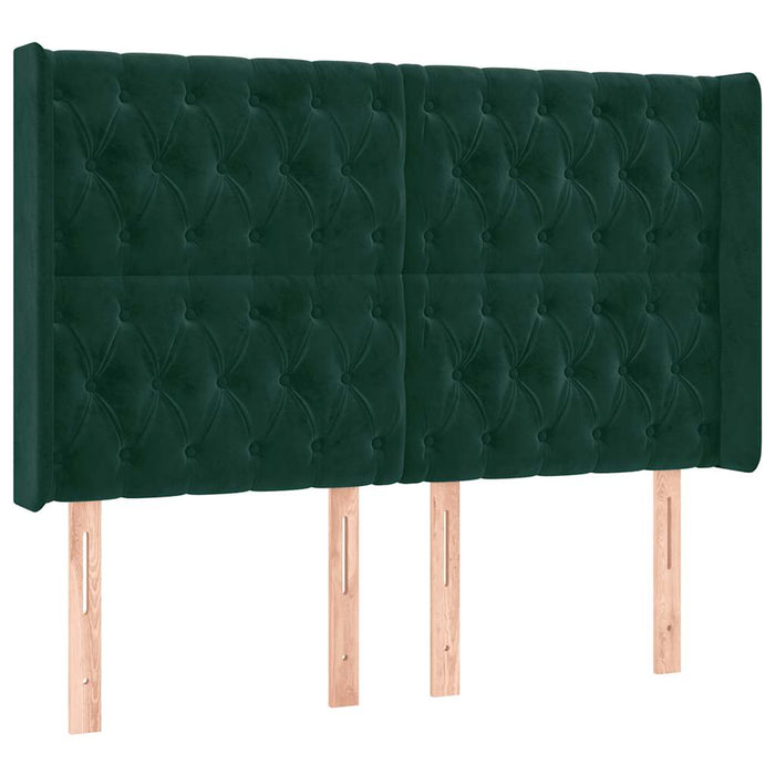 Tăblie pat cu aripioare verde închis 147x16x118/128 cm catifea - WALTI WALTI