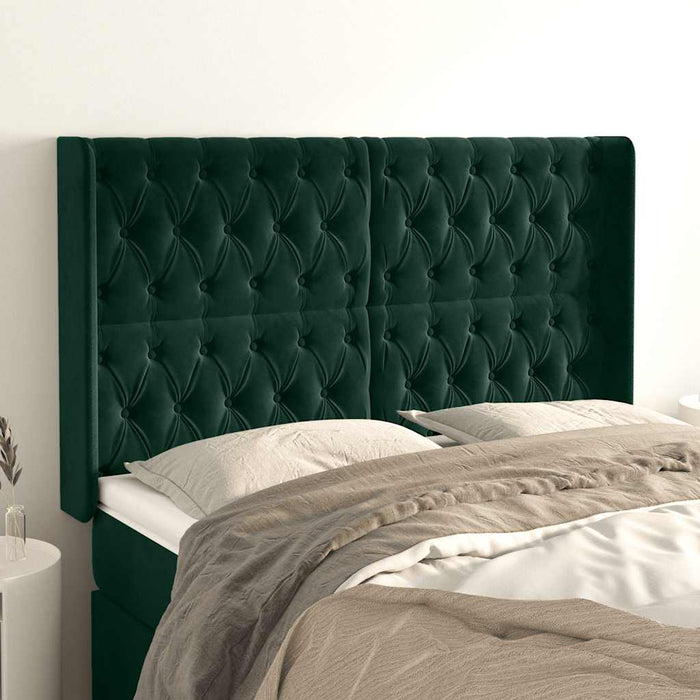Tăblie pat cu aripioare verde închis 147x16x118/128 cm catifea - WALTI WALTI