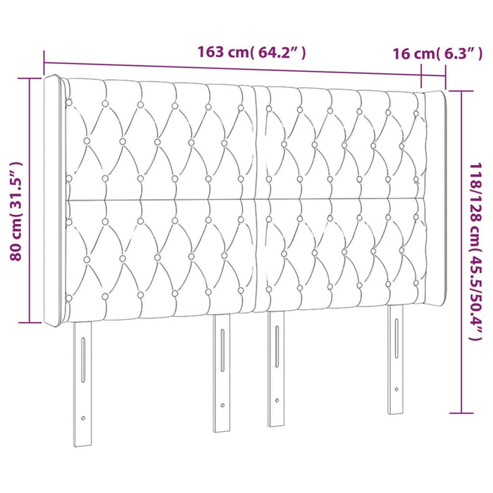 Tăblie de pat cu aripioare gri deschis 163x16x118/128cm catifea - WALTI WALTI