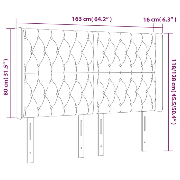 Tăblie de pat cu aripioare gri închis 163x16x118/128 cm catifea - WALTI WALTI