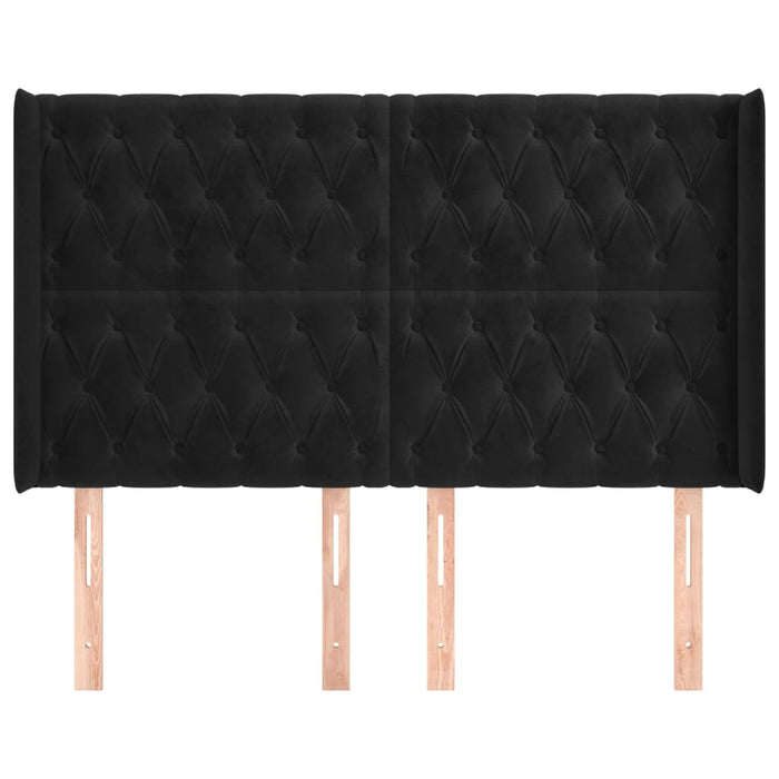 Tăblie de pat cu aripioare, negru, 163x16x118/128 cm, catifea - WALTI WALTI