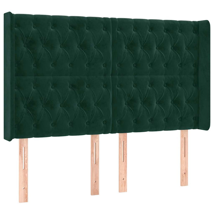 Tăblie pat cu aripioare verde închis 163x16x118/128 cm catifea - WALTI WALTI