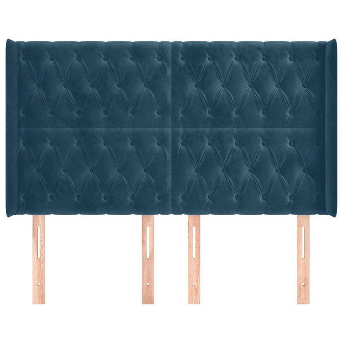Tăblie pat cu urechi albastru închis 163x16x118/128 cm catifea - WALTI WALTI