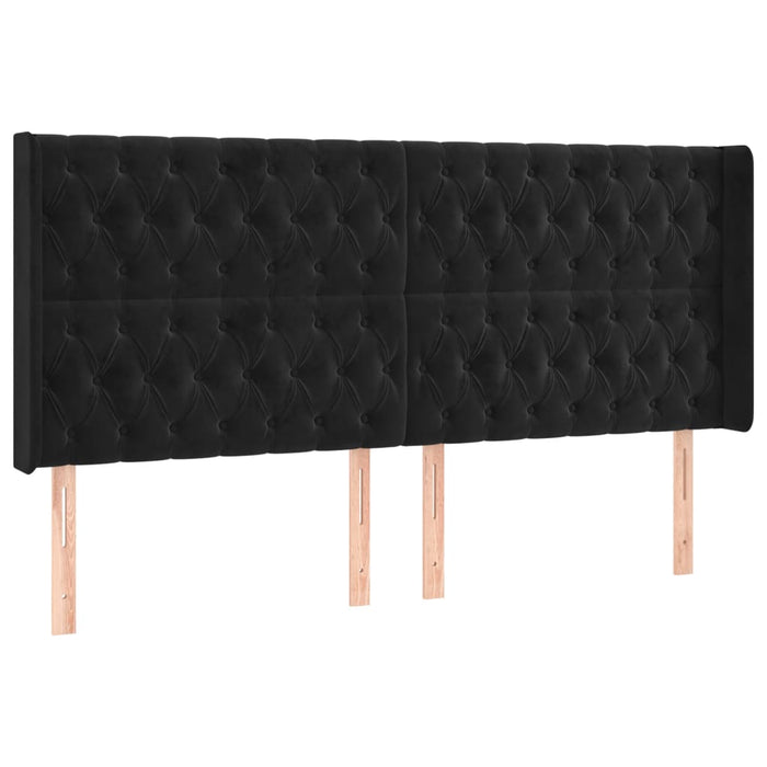 Tăblie de pat cu aripioare, negru, 183x16x118/128 cm, catifea - WALTI WALTI