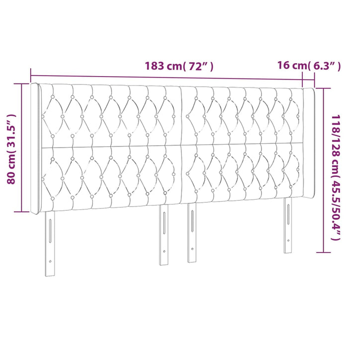 Tăblie pat cu urechi albastru închis 183x16x118/128 cm catifea - WALTI WALTI