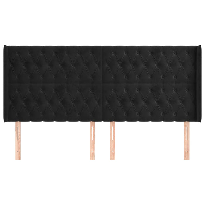 Tăblie de pat cu aripioare, negru, 203x16x118/128 cm, catifea - WALTI WALTI