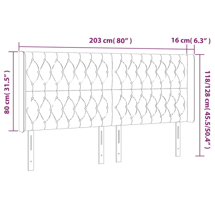 Tăblie de pat cu aripioare, negru, 203x16x118/128 cm, catifea - WALTI WALTI