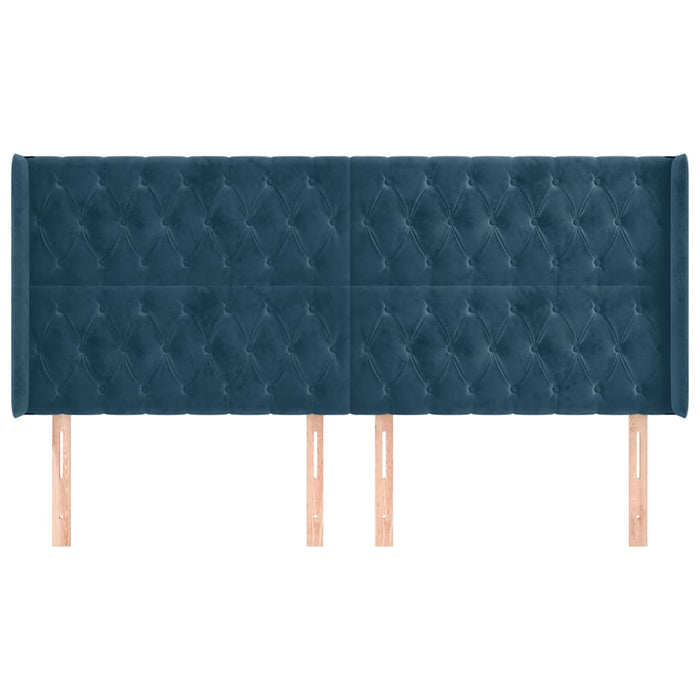 Tăblie pat cu urechi albastru închis 203x16x118/128 cm catifea - WALTI WALTI