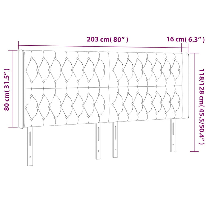 Tăblie pat cu urechi albastru închis 203x16x118/128 cm catifea - WALTI WALTI