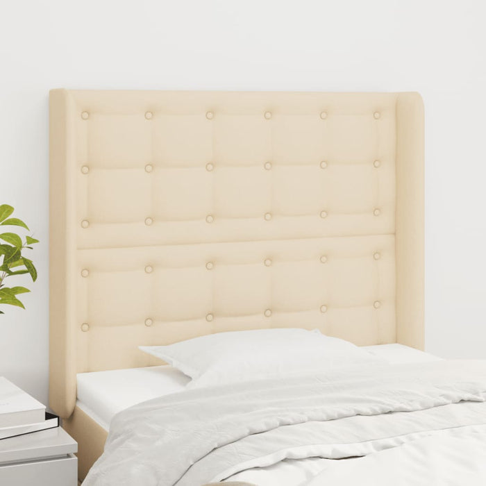 Tăblie de pat cu aripioare, crem, 83x16x118/128 cm, textil WALTI