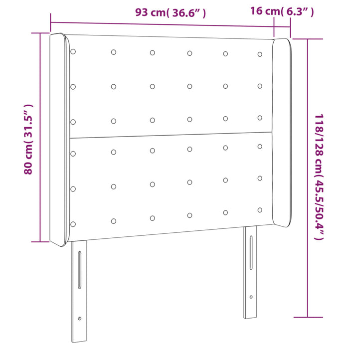 Tăblie de pat cu aripioare maro închis 93x16x118/128 cm textil - WALTI WALTI